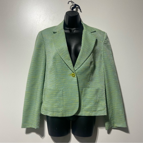 Talbots Green Tweed Boucle Blazer Jacket Size 10 Single Button NWOT - Picture 3 of 12